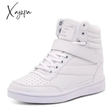 Xajzpa - Woman Breathable High Top Black White Boots Shoes Women Casual Sport Platform Hidden